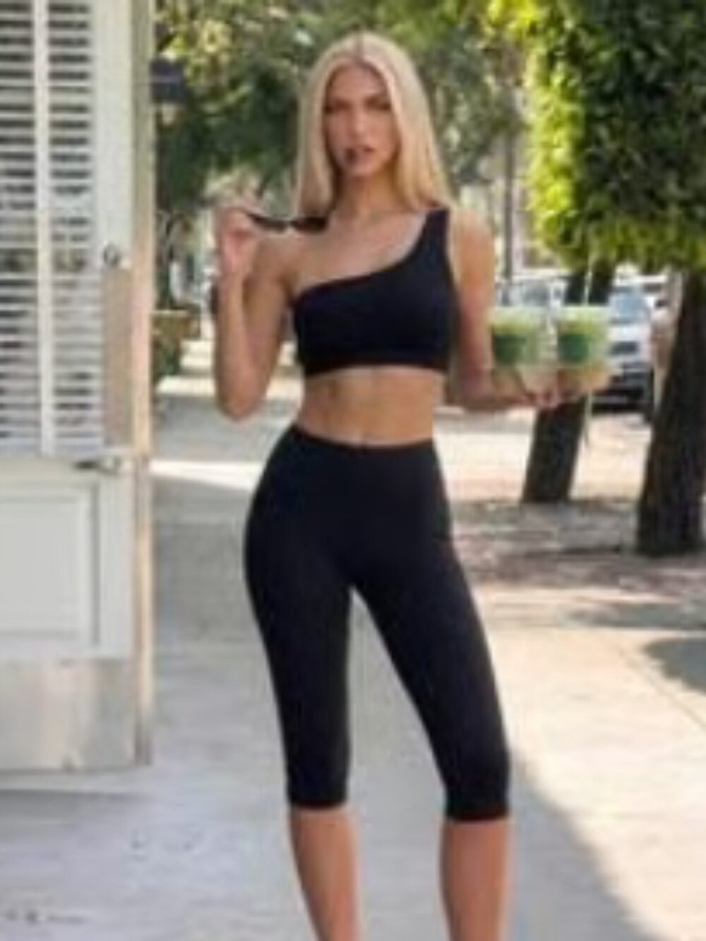 Black Athletic One Shoulder Sports Bra